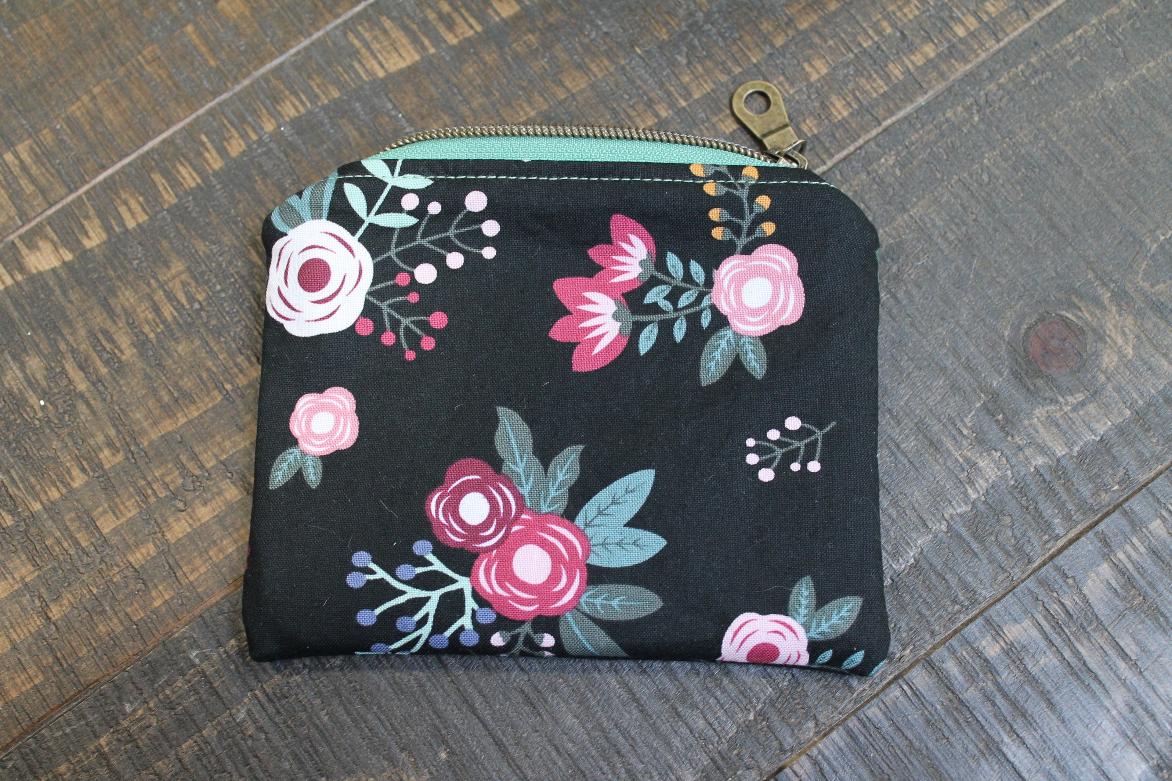 The Little Keeper - Black Floral Coin Purse