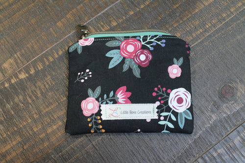 The Little Keeper - Black Floral Coin Purse